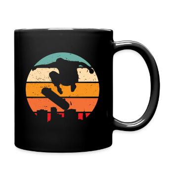 Skateboard retro design over New York - Full Colour Mug - black - Right