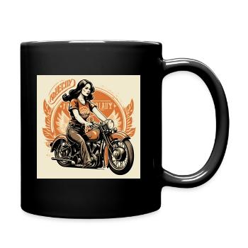 Logo Mädchen auf dem Fahrrad - Tasse einfarbig - Schwarz - Rechts