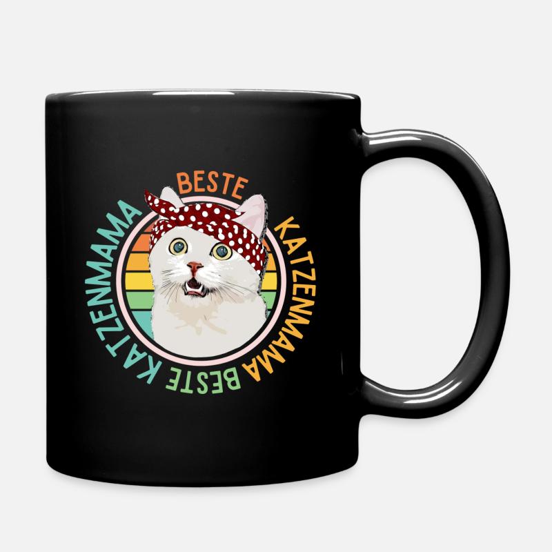 Beste Katzenmama - Tasse einfarbig - Schwarz