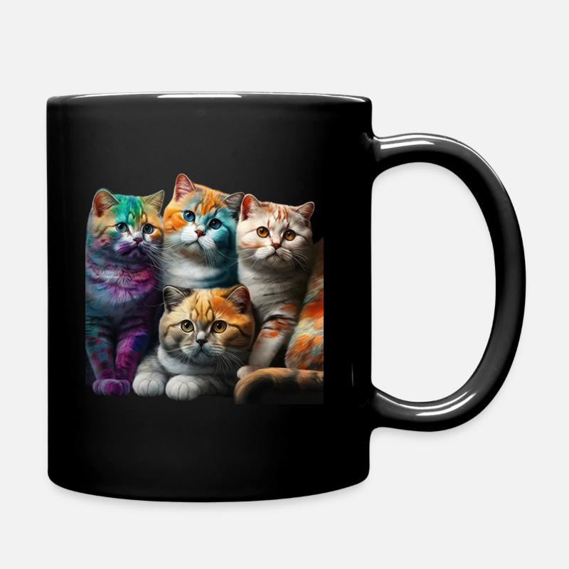 Funny Cats Scottish Cat - Full Colour Mug - black