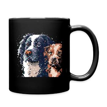 Dogs in pixel art - Full Colour Mug - black - Right