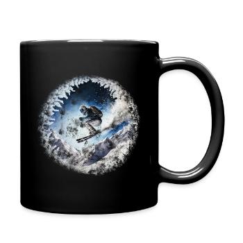 Stilvoller futuristischer Skifahrer - Tasse einfarbig - Schwarz - Rechts