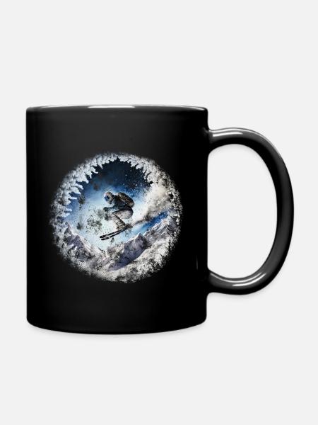 Stilvoller futuristischer Skifahrer - Tasse einfarbig - Schwarz