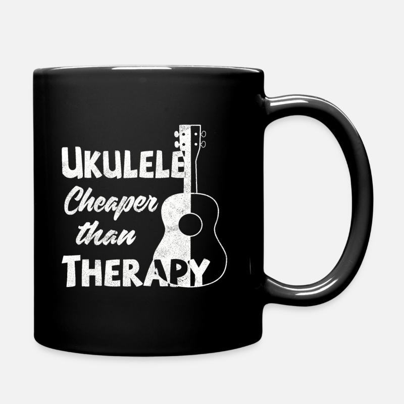 Ukulele! Cheaper than therapy - Tasse einfarbig - Schwarz