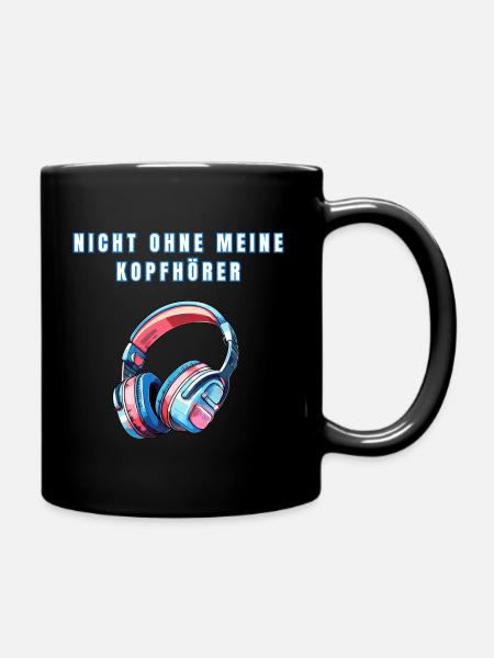 Kopfhörer für Damen und Herren - Tasse einfarbig - Schwarz