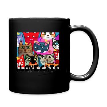 cute cats - Full Colour Mug - black - Right