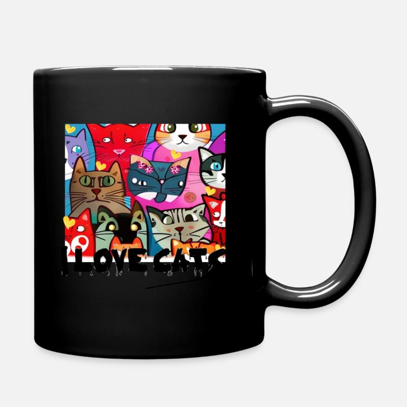 cute cats - Full Colour Mug - black