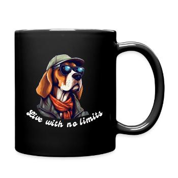 Live with no limits - Hipster beagle - Full Colour Mug - black - Right