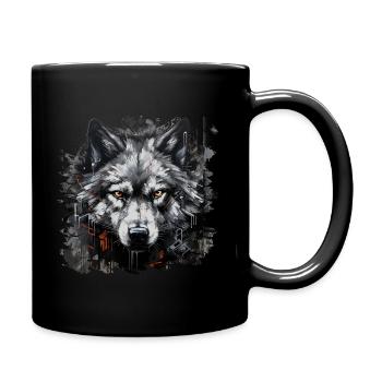 Loup solitaire. Chasseur urbain dans le style graffiti. - Mug uni - noir - Droite