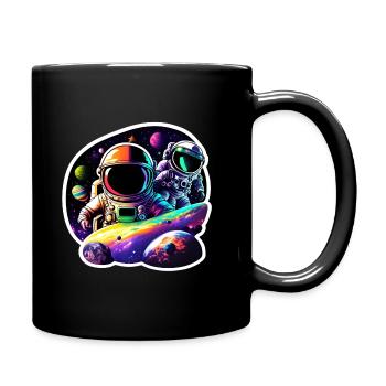 Astronautes dans l’espace - Mug uni - noir - Droite