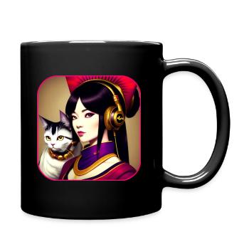 Mignon Anime Manga Fille avec des chats - Mug uni - noir - Droite
