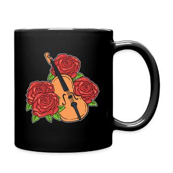 Blumengeige Geigenspieler - Tasse einfarbig - Schwarz - Rechts