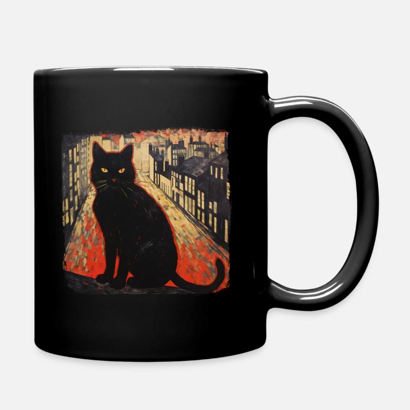 Chat noir en ville - Mug uni - noir
