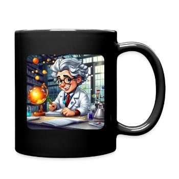 Cute professor with white hair and glasses - Full Colour Mug - black - Right