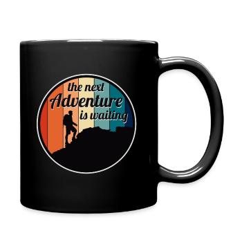 The next adventure is waiting - Spruch Bergsteigen - Tasse einfarbig - Schwarz - Rechts