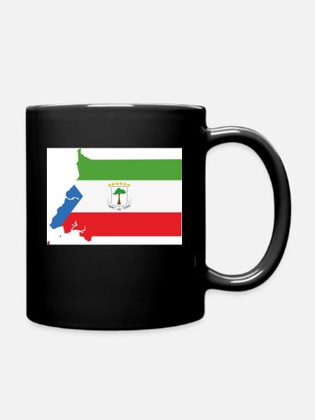 Flag of Equatorial Guinea, Map - Full Colour Mug - black