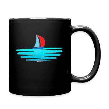 Voile mer bateau océan - Mug uni - noir - Droite