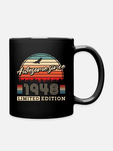 Jahrgang 1948 geboren Natur Vintage 75. Geburtstag - Tasse einfarbig - Schwarz
