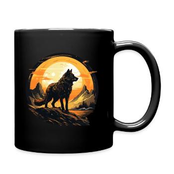Geschenk Wikinger Wolf Krafttier Schamane Odin - Tasse einfarbig - Schwarz - Rechts