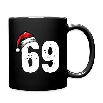 69 Zahl Weihnachten - Tasse einfarbig - Schwarz - Rechts