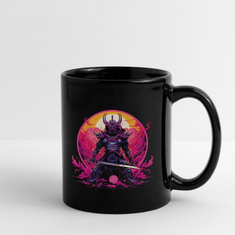 Samouraï robotique avec épée et armure synthwave Mug uni