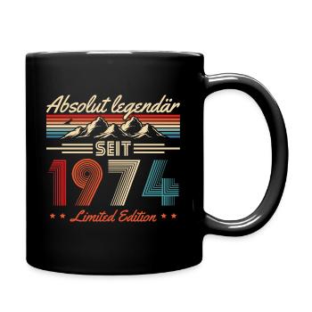 Berge Vintage 1974 Jahrgang Geburtstag - Tasse einfarbig - Schwarz - Rechts
