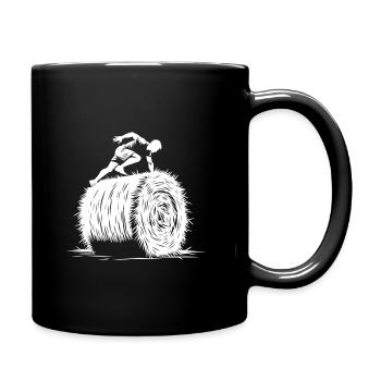 Modderlauf Sprung über den Strohballen - Tasse einfarbig - Schwarz - Rechts
