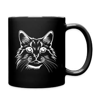 Cat, Cat Motif, Cat Face - Full Colour Mug - black - Right