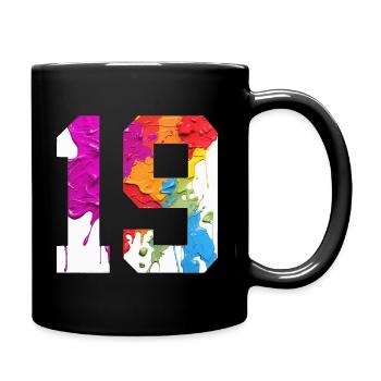 NUMÉRO COLORÉ 19 COLORÉ 19E ANNIVERSAIRE - Mug uni - noir - Droite