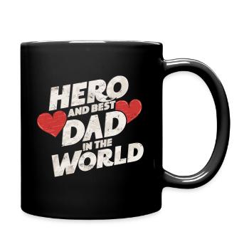 Held und bester Dad Papa in der Welt Vatertag - Tasse einfarbig - Schwarz - Rechts