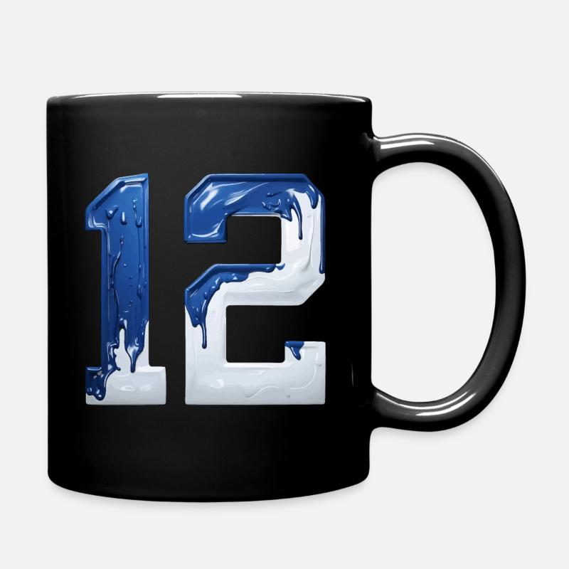 NR. 12 NUMMER 12 BLAU WEIß 12. GEBURTSTAG - Tasse einfarbig - Schwarz