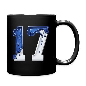 NON. 17 NUMÉRO 17 BLEU BLANC 17E ANNIVERSAIRE - Mug uni - noir - Droite