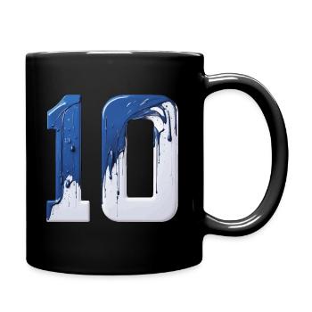 NO. 10 NUMBER 10 BLUE WHITE 10TH BIRTHDAY - Full Colour Mug - black - Right