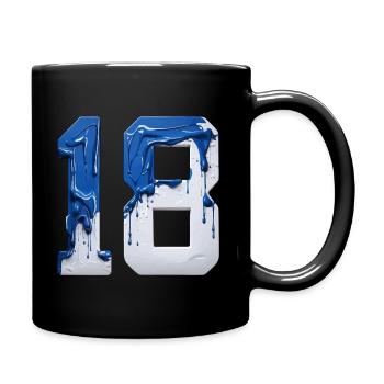 NON. 18 NUMÉRO 18 BLEU BLANC 18E ANNIVERSAIRE - Mug uni - noir - Droite