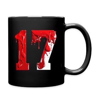 NO. 17 NUMBER 17 RED WHITE 17TH BIRTHDAY - Full Colour Mug - black - Right