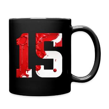 NR. 15 NUMMER 15 ROT WEIß 15. GEBURTSTAG - Tasse einfarbig - Schwarz - Rechts