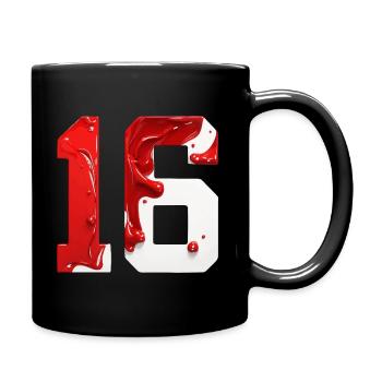 NON. 16 NUMÉRO 16 ROUGE BLANC 16E ANNIVERSAIRE - Mug uni - noir - Droite