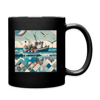 Nautischer Traum: Meer & Muster - Tasse einfarbig - Schwarz - Rechts