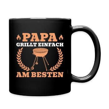 Papa grillt einfach am besten - Tasse einfarbig - Schwarz - Rechts