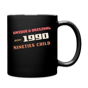 Nineties 1990 birthday year design - Full Colour Mug - black - Right