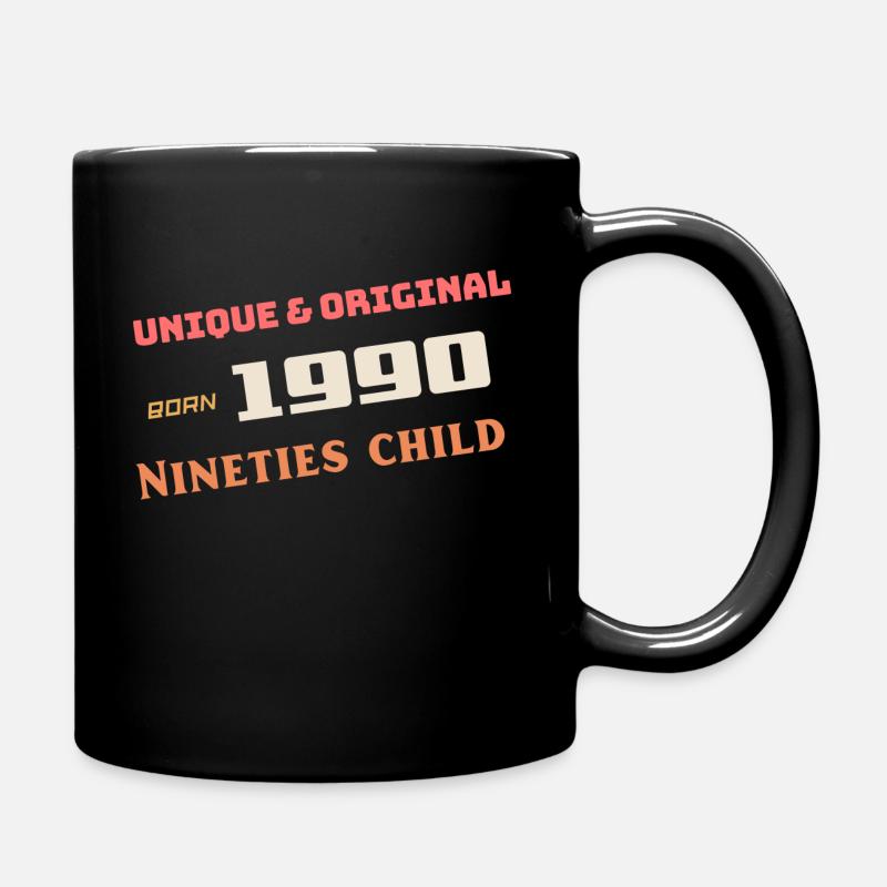 Nineties 1990 birthday year design - Full Colour Mug - black