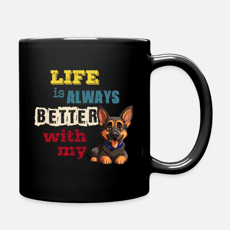 life is always better with my German Shepherd - Full Colour Mug - black