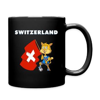 Schweizer Hauskatze / Schweiz Fan - Tasse einfarbig - Schwarz - Rechts