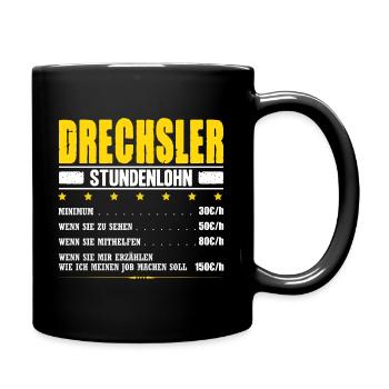 Drechsler Stundenlohn Industriearbeiter Gehalt - Tasse einfarbig - Schwarz - Rechts
