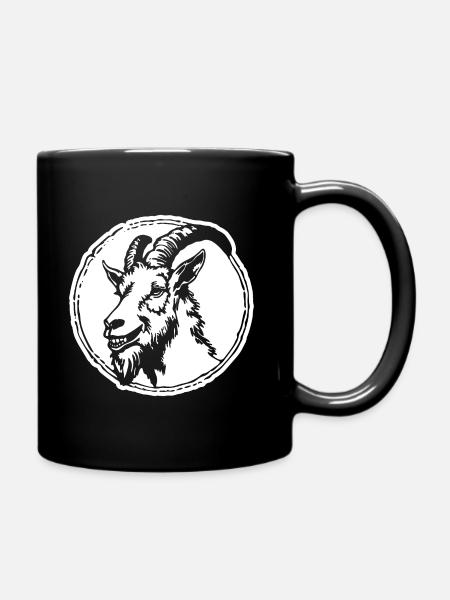 Ziege Steinbock Ziegenbock - Tasse einfarbig - Schwarz