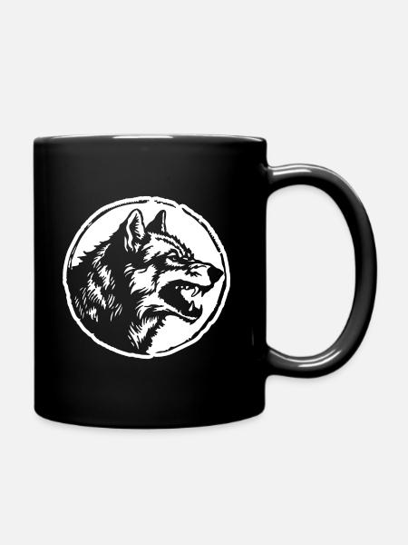 Wolf - Tasse einfarbig - Schwarz