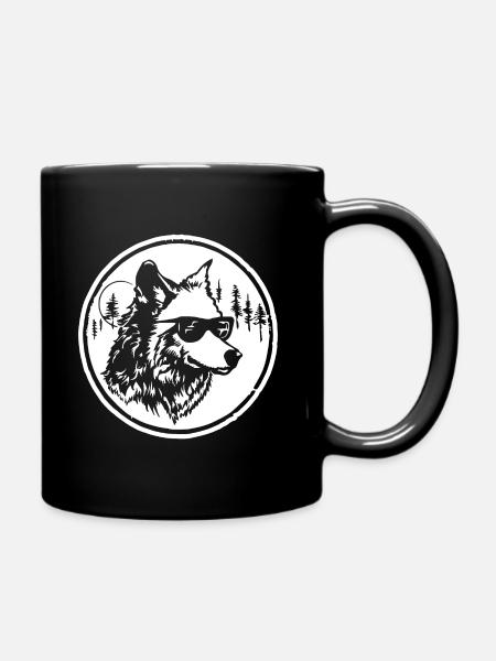 Wolf - Tasse einfarbig - Schwarz