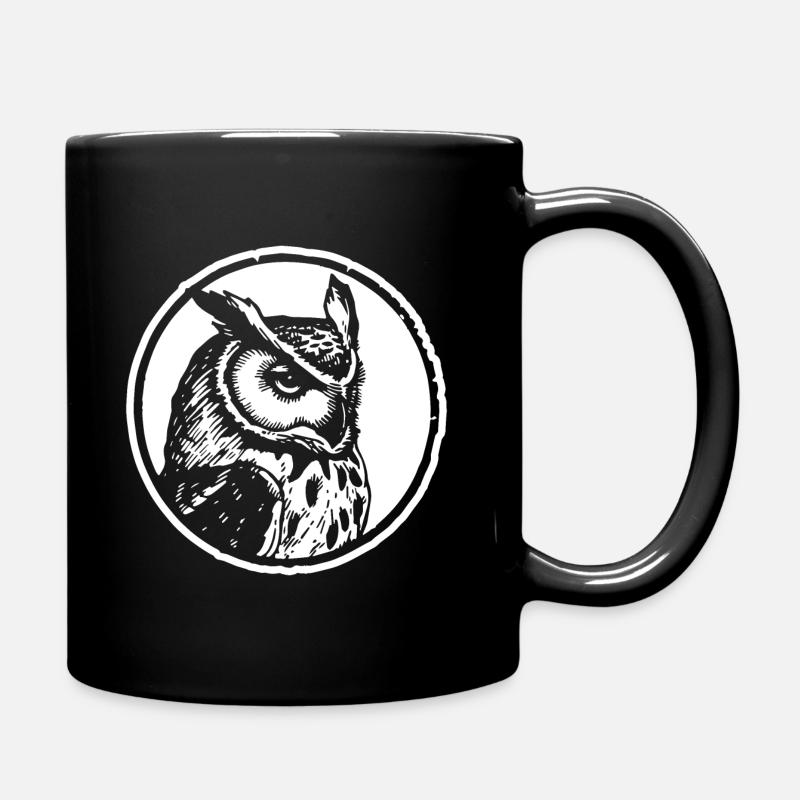 Owl Owls Bird - Full Colour Mug - black