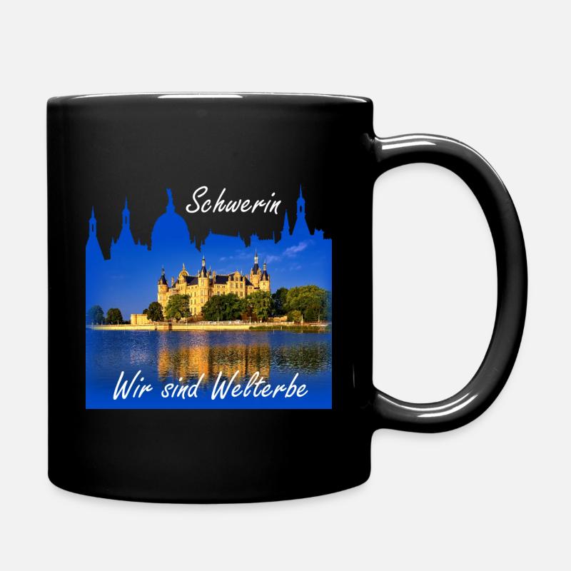 Welterbe Schwerin - Tasse einfarbig - Schwarz