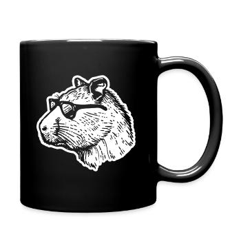 Capybara Wasserschwein - Tasse einfarbig - Schwarz - Rechts